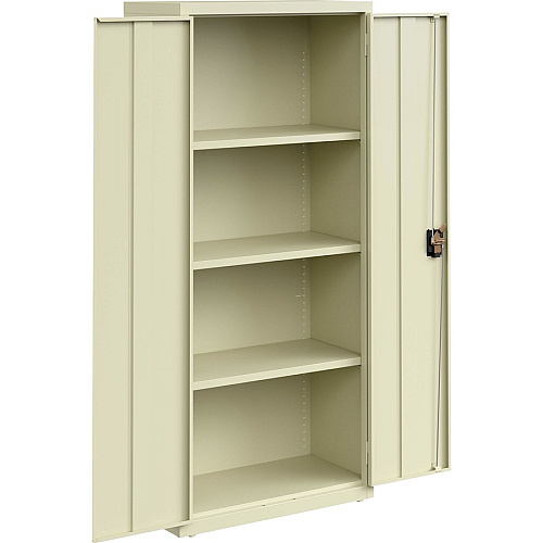 Lorell Fortress Series Slimline Storage Cabinet 30" Width x 15" Depth x 66" Height - 4 x Shelf(ves) - 720 lb Load Capacity - Durable, Welded, Nonporous Surface, Recessed Handle, Removable Lock, Locking System - Putty - Baked Enamel - Steel - (LLR69830PTY)
