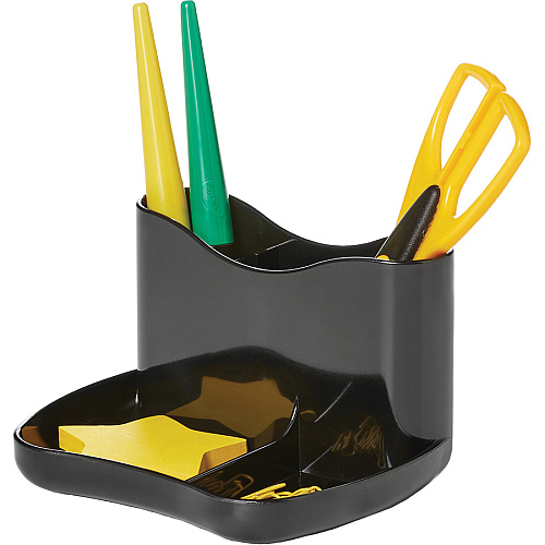 Deflecto AntiMicrobial Desk Caddy 4 Compartment(s) - 3.7" Height x 6" Width x 4.7" Depth - Desktop - Antimicrobial, Mildew Resistant - Black - Polystyrene - 1 Each (63910)