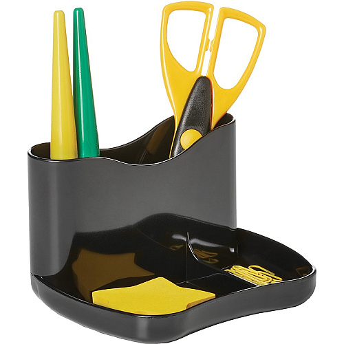 Deflecto AntiMicrobial Desk Caddy 4 Compartment(s) - 3.7" Height x 6" Width x 4.7" Depth - Desktop - Antimicrobial, Mildew Resistant - Black - Polystyrene - 1 Each (63910)