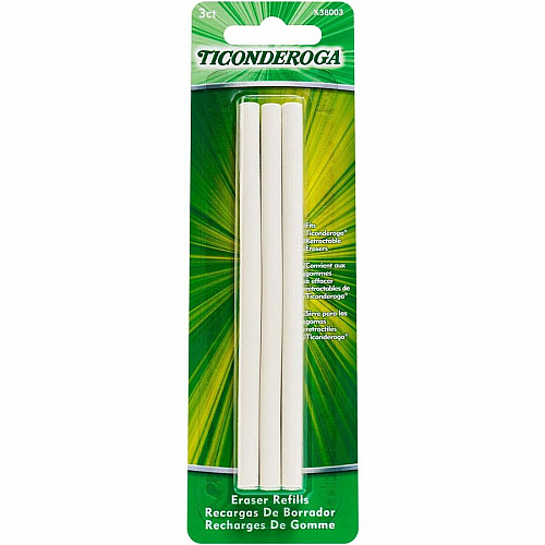 Ticonderoga Retractable Eraser Refills White - 3 / Pack - Smudge-free, Residue-free, Non-tearing, Latex-free, Retractable, Latex-free, Soft (X38003)