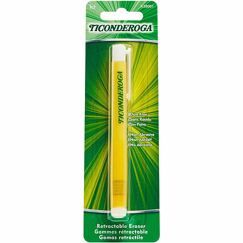 Ticonderoga Retractable Erasers Yellow - 1 Each - Smudge-free, Residue-free, Non-tearing, Latex-free, Retractable, Latex-free, Soft (X38001)