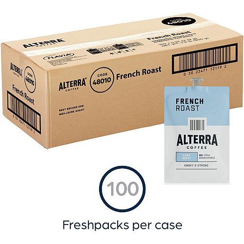 Alterra Freshpack French Roast Coffee Compatible with Flavia Aroma, Flavia Barista, FLAVIA Creation 600, Flavia Creation 500, Flavia Creation 200, Flavia Creation 150, Flavia Creation 300 - Dark - Freshpack - 100 / Carton (48010)