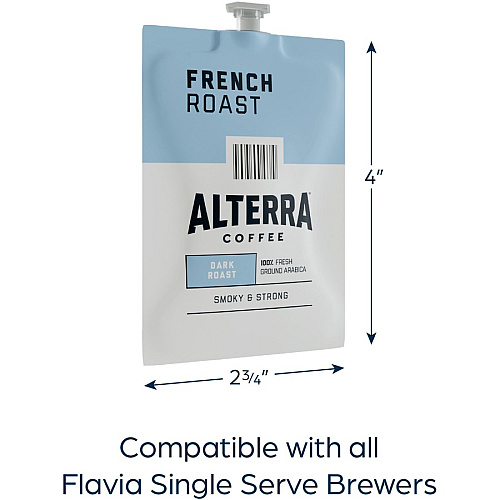 Alterra Freshpack French Roast Coffee Compatible with Flavia Aroma, Flavia Barista, FLAVIA Creation 600, Flavia Creation 500, Flavia Creation 200, Flavia Creation 150, Flavia Creation 300 - Dark - Freshpack - 100 / Carton (48010)