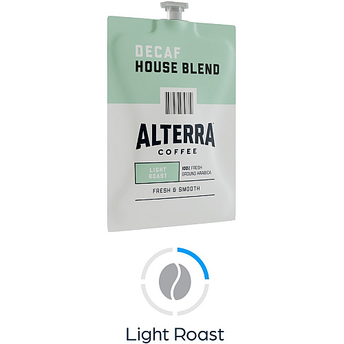 Alterra Freshpack Decaf House Blend Coffee Compatible with Flavia Aroma, Flavia Barista, FLAVIA Creation 600, Flavia Creation 500, Flavia Creation 200, Flavia Creation 150, Flavia Creation 300 - Light - Freshpack - Decaffeinated - 100 / Carton (48013)