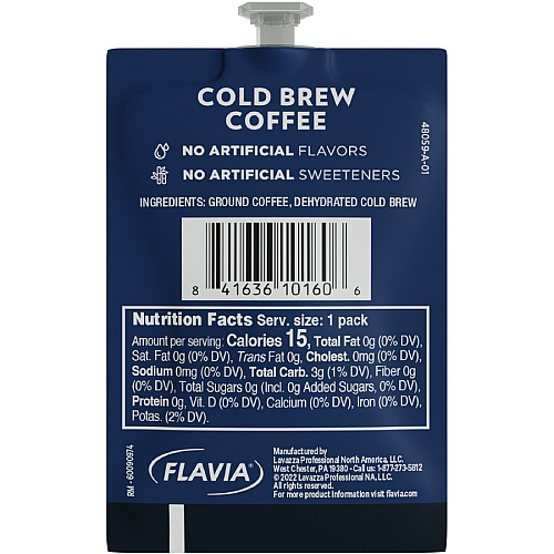 Lavazza Freshpack Cold Brew Coffee Compatible with Flavia Creation 300 with Chill Refresh Module, Flavia Creation 600 with Chill Module - Freshpack - Cocoa - 80 / Carton (48059)