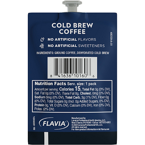Lavazza Freshpack Cold Brew Coffee Compatible with Flavia Creation 300 with Chill Refresh Module, Flavia Creation 600 with Chill Module - Freshpack - Cocoa - 80 / Carton (48059)