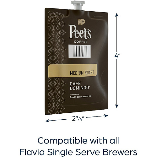 Peet's Coffee Peet's Freshpack Cafe Domingo Coffee Compatible with Flavia Aroma, Flavia Barista, FLAVIA Creation 600, Flavia Creation 500, Flavia Creation 200, Flavia Creation 150, Flavia Creation 300 - Medium - Freshpack - Cafe Domingo - 76 / Car (48035)
