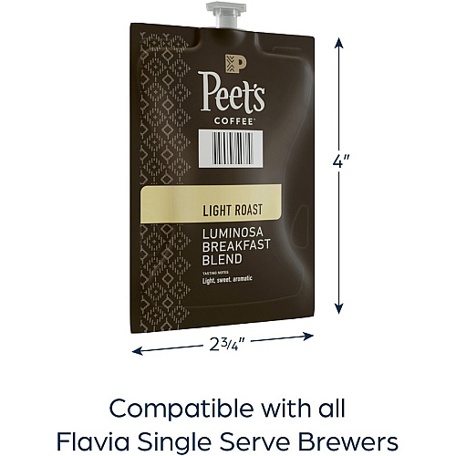 Peet's Coffee Peet's Freshpack Colombia Luminosa Coffee Compatible with Flavia - American - Light - Freshpack - Colombia Luminosa, Fruity, Arabica - 76 / Carton (48037)