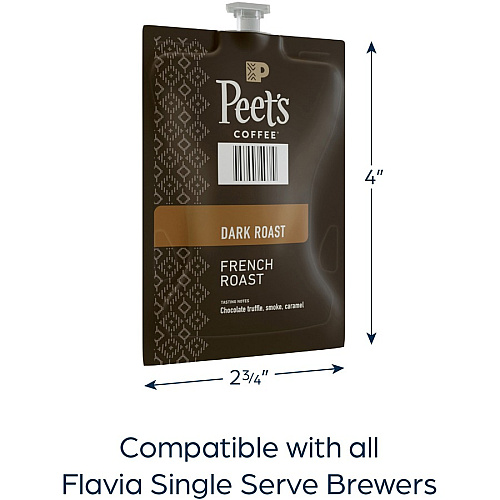 Peet's Coffee Peet's Freshpack French Roast Coffee Compatible with Flavia Aroma, Flavia Barista, FLAVIA Creation 600, Flavia Creation 500, Flavia Creation 200, Flavia Creation 150, Flavia Creation 300 - Dark - Freshpack - French Roast - 76 / Carto (48036)
