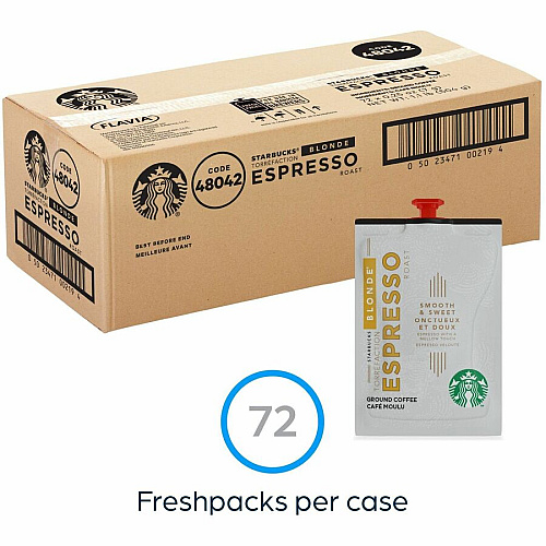 Starbucks Freshpack Blonde Espresso Roast Coffee Compatible with Flavia Barista - Blonde - Freshpack - Espresso - 72 / Carton (48042)