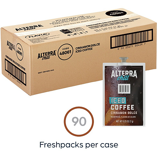 Alterra Freshpack Cinnamon Dolce Iced Coffee Compatible with Flavia Creation 300 with Chill Refresh Module, Flavia Creation 600 with Chill Module - Dark - Freshpack - 90 / Carton (48061)