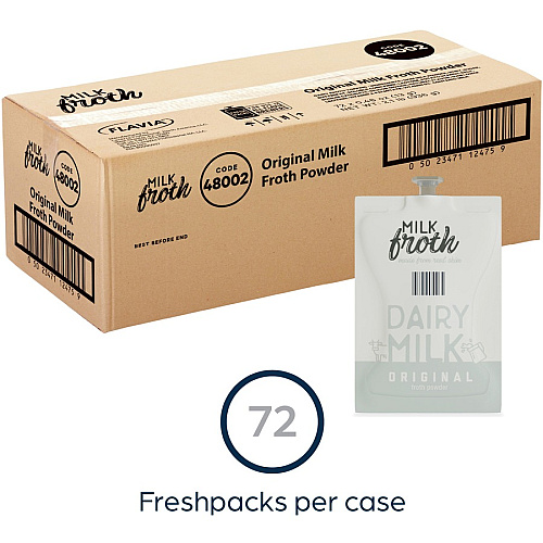 Flavia Freshpack Real Milk Froth Powder Compatible with Flavia Barista, FLAVIA Creation 600, Flavia Creation 500, Flavia Creation 200, Flavia Creation 150, Flavia Creation 300, Flavia Aroma - Freshpack - Latte, Cappuccino - 72 / Carton (48002)