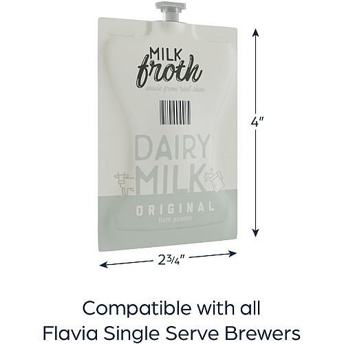 Flavia Freshpack Real Milk Froth Powder Compatible with Flavia Barista, FLAVIA Creation 600, Flavia Creation 500, Flavia Creation 200, Flavia Creation 150, Flavia Creation 300, Flavia Aroma - Freshpack - Latte, Cappuccino - 72 / Carton (48002)