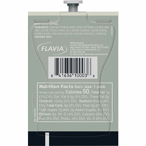 Flavia Freshpack Real Milk Froth Powder Compatible with Flavia Barista, FLAVIA Creation 600, Flavia Creation 500, Flavia Creation 200, Flavia Creation 150, Flavia Creation 300, Flavia Aroma - Freshpack - Latte, Cappuccino - 72 / Carton (48002)