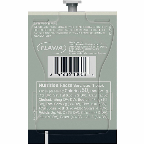 Flavia Freshpack Real Milk Froth Powder Compatible with Flavia Barista, FLAVIA Creation 600, Flavia Creation 500, Flavia Creation 200, Flavia Creation 150, Flavia Creation 300, Flavia Aroma - Freshpack - Latte, Cappuccino - 72 / Carton (48002)