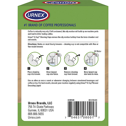 Urnex Single Brewer Cleaning Cups For Coffee Brewer - Odorless, Phosphate-free, Biodegradable - Multi - 5/Box - 1 Each (6001)