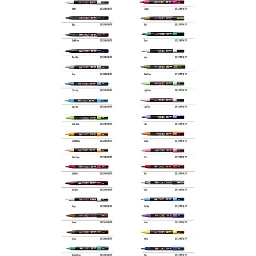uni-ball uni&reg; Posca PC-3M Paint Markers Fine Marker Point - Multicolor Ink - Water Based, Pigment-based - 16 / Pack (PC3M16C)