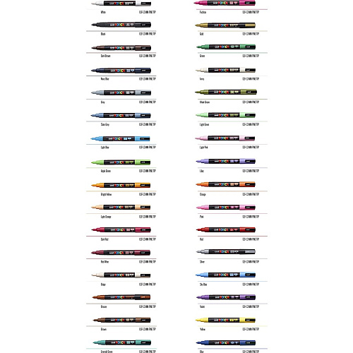 uni-ball uni&reg; Posca PC-3M Paint Markers Fine Marker Point - Black Ink - Water Based, Pigment-based - 6 / Pack (PC3MBLACK)