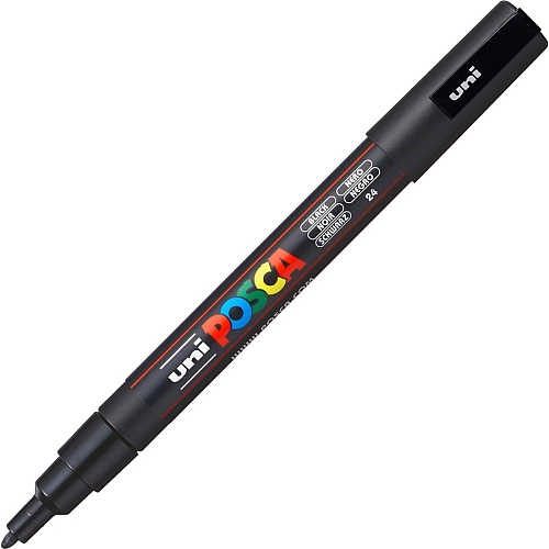 uni-ball uni&reg; Posca PC-3M Paint Markers Fine Marker Point - Black Ink - Water Based, Pigment-based - 6 / Pack (PC3MBLACK)