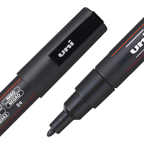 uni-ball uni&reg; Posca PC-3M Paint Markers Fine Marker Point - Black Ink - Water Based, Pigment-based - 6 / Pack (PC3MBLACK)