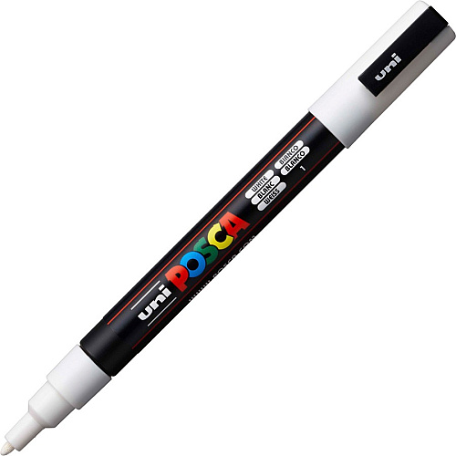 uni-ball uni&reg; Posca PC-3M Paint Markers Fine Marker Point - White Ink - Water Based, Pigment-based - 6 / Pack (PC3MWHITE)