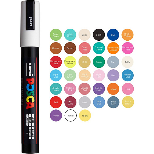 uni-ball uni&reg; Posca PC-5M Paint Markers Medium Marker Point - Black Ink - Water Based, Pigment-based - 6 / Pack (PC5MBLACK)