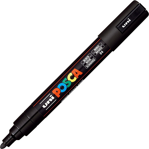 uni-ball uni&reg; Posca PC-5M Paint Markers Medium Marker Point - Black Ink - Water Based, Pigment-based - 6 / Pack (PC5MBLACK)