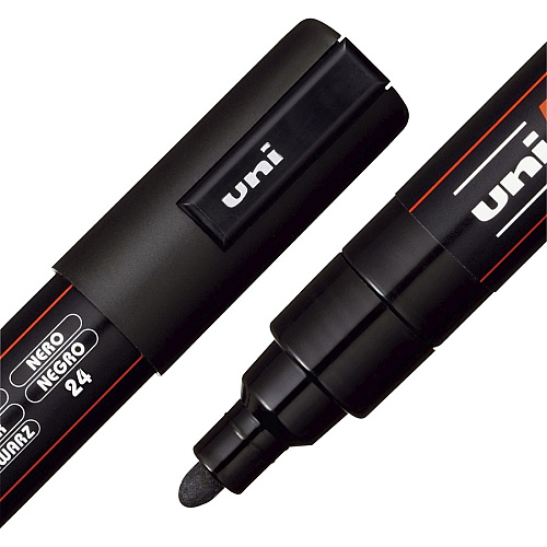 uni-ball uni&reg; Posca PC-5M Paint Markers Medium Marker Point - Black Ink - Water Based, Pigment-based - 6 / Pack (PC5MBLACK)