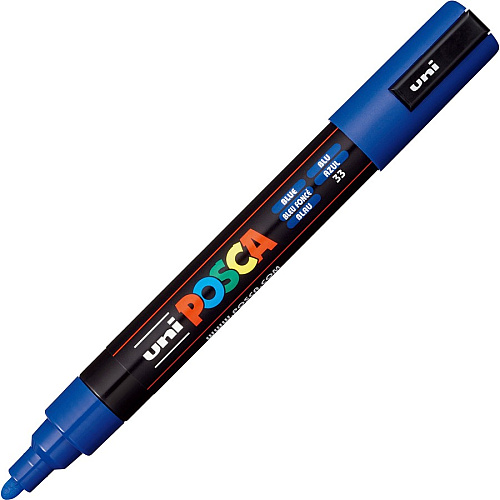 uni-ball uni&reg; Posca PC-5M Paint Markers Medium Marker Point - Blue Ink - Water Based, Pigment-based - 6 / Pack (PC5MBLUE)