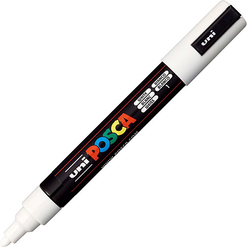 uni-ball uni&reg; Posca PC-5M Paint Markers Medium Marker Point - White Ink - Water Based, Pigment-based - 6 / Pack (PC5MWHITE)