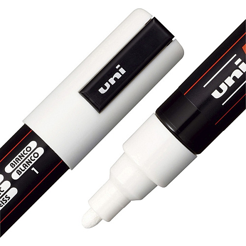 uni-ball uni&reg; Posca PC-5M Paint Markers Medium Marker Point - White Ink - Water Based, Pigment-based - 6 / Pack (PC5MWHITE)