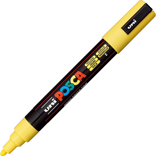 uni-ball uni&reg; Posca PC-5M Paint Markers Medium Marker Point - Yellow Ink - Water Based, Pigment-based - 6 / Pack (PC5MYELLOW)
