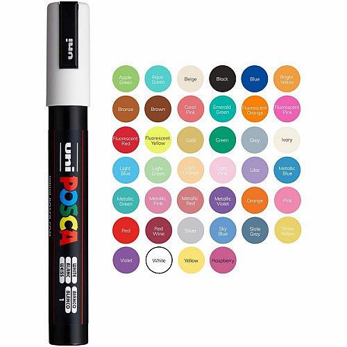 uni-ball uni&reg; Posca PC-5M Paint Markers Medium Marker Point - Assorted Ink - Water Based, Pigment-based - 8 / Pack (PC5M8C)
