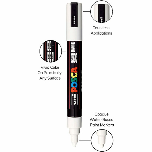 uni-ball uni&reg; Posca PC-5M Paint Markers Medium Marker Point - Assorted Ink - Water Based, Pigment-based - 8 / Pack (PC5M8C)