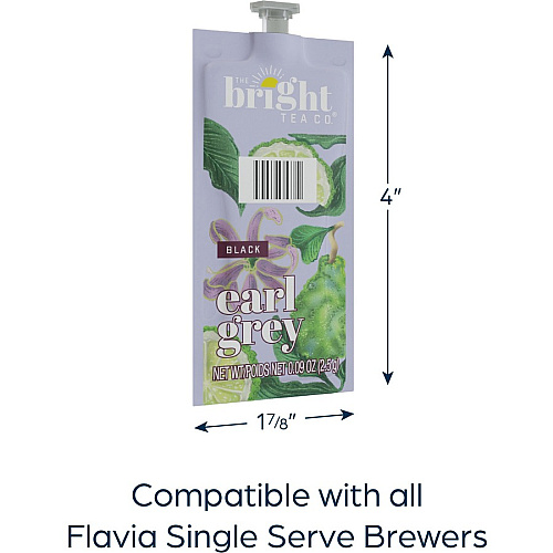 The Bright Tea Co. Earl Grey Black Tea Freshpack Compatible with Flavia Aroma, Flavia Creation 300, FLAVIA Creation 600 - Black Tea - 100 / Carton (48026)