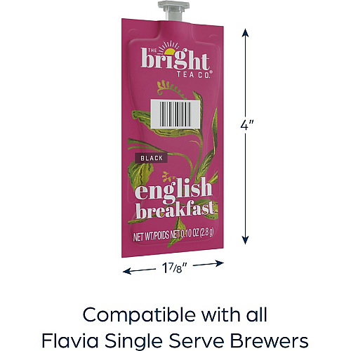 The Bright Tea Co. English Breakfast Black Tea Freshpack Compatible with Flavia Aroma, Flavia Creation 300, FLAVIA Creation 600 - Black Tea - 100 / Carton (48027)