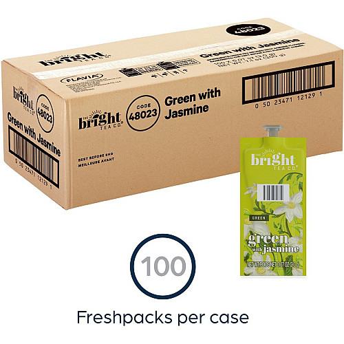The Bright Tea Co. Jasmine Green Tea Freshpack Compatible with Flavia Aroma, Flavia Creation 300, FLAVIA Creation 600 - Green Tea - 100 / Carton (48023)