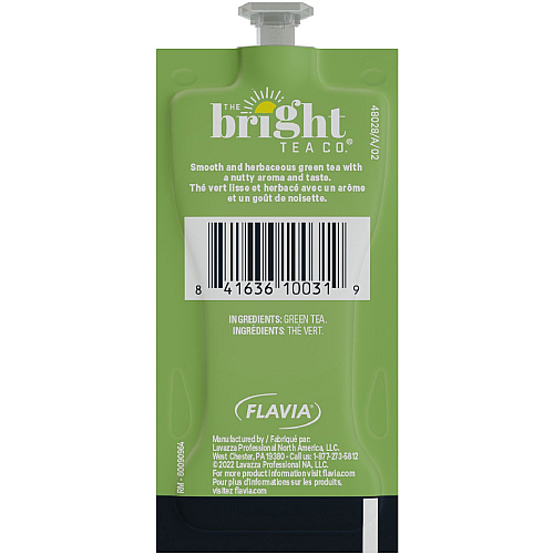 The Bright Tea Co. Select Green Tea Freshpack Compatible with Flavia Aroma, Flavia Creation 300, FLAVIA Creation 600 - Green Tea - 100 / Carton (48028)