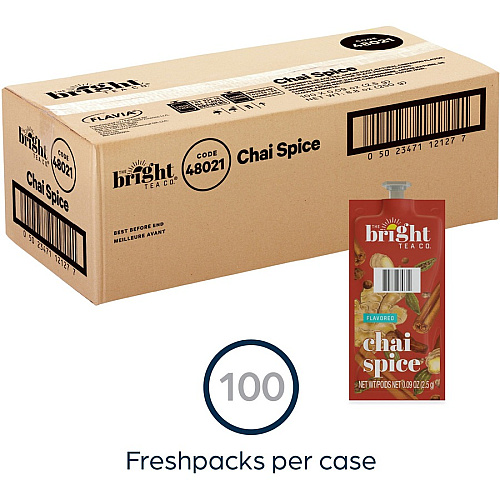 The Bright Tea Co. Chai Spice Black Tea Freshpack Compatible with Flavia Aroma, Flavia Creation 300, FLAVIA Creation 600 - Black Tea - 100 / Carton (48021)