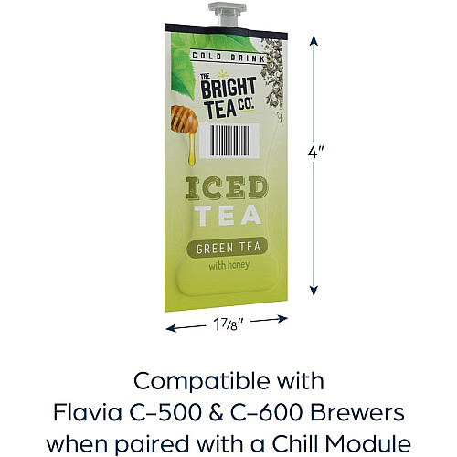 The Bright Tea Co. Iced with Honey Green Tea Freshpack Compatible with Flavia Creation 300 with Chill Refresh Module, Flavia Creation 600 with Chill Module - Green Tea - 100 / Carton (48049)