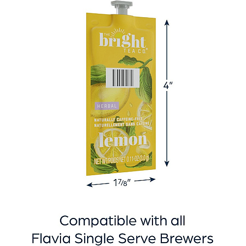 The Bright Tea Co. Lemon Herbal Tea Freshpack Compatible with Flavia Aroma, Flavia Creation 300, FLAVIA Creation 600 - Herbal Tea - 100 / Carton (48022)