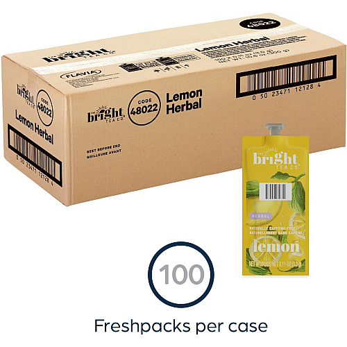 The Bright Tea Co. Lemon Herbal Tea Freshpack Compatible with Flavia Aroma, Flavia Creation 300, FLAVIA Creation 600 - Herbal Tea - 100 / Carton (48022)