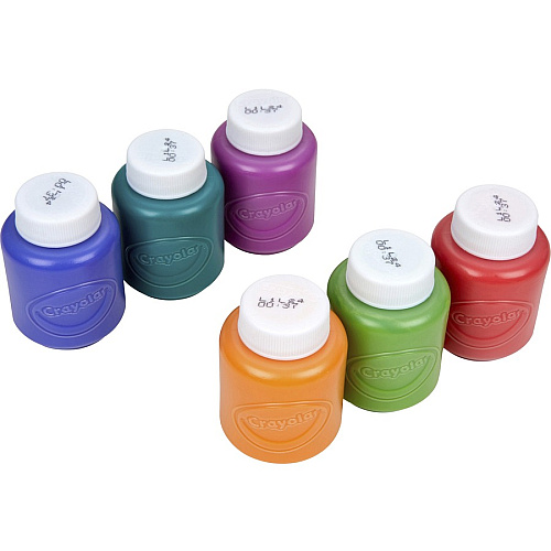 Crayola Washable Project Paint 6 Color(s) - Yellow, Green, Yellow Orange, Red Orange, Fuchsia, Blue, Violet, Teal - Washable - 6 / Pack (542403)