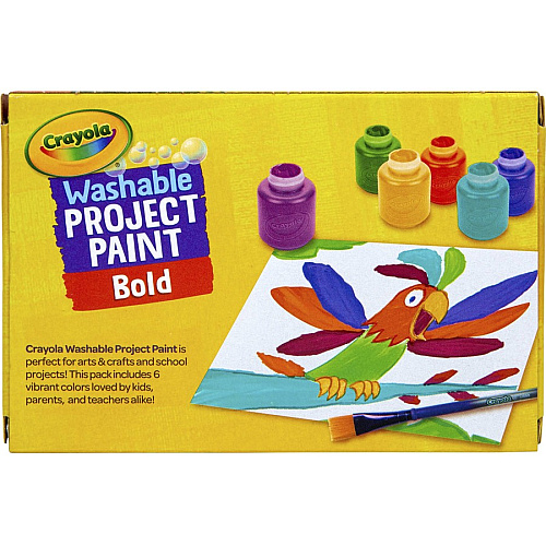 Crayola Washable Project Paint 6 Color(s) - Yellow, Green, Yellow Orange, Red Orange, Fuchsia, Blue, Violet, Teal - Washable - 6 / Pack (542403)