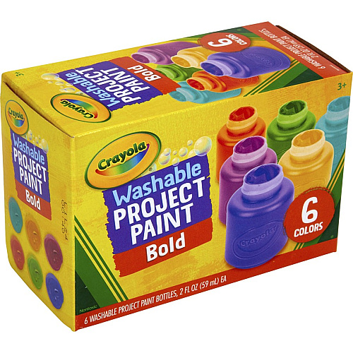 Crayola Washable Project Paint 6 Color(s) - Yellow, Green, Yellow Orange, Red Orange, Fuchsia, Blue, Violet, Teal - Washable - 6 / Pack (542403)
