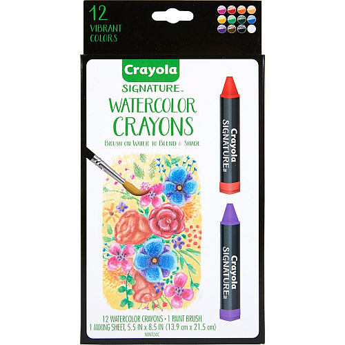 Crayola Signature Premium Watercolor Crayons Assorted - 12 / Pack (533500)