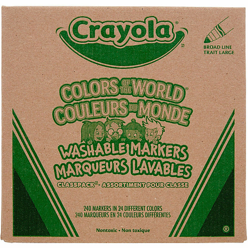 Crayola Multicultural Colors Washable Markers Broad Marker Point - Washable - Assorted, Almond, Gold, Rose Ink - 240 / Box (588228)