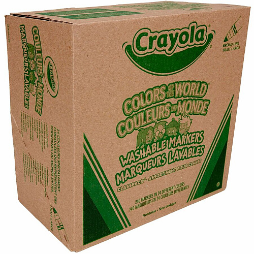 Crayola Multicultural Colors Washable Markers Broad Marker Point - Washable - Assorted, Almond, Gold, Rose Ink - 240 / Box (588228)