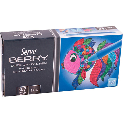 Serve Berry Quick-Dry Gel Ink Pen 0.7 mm Medium Pen Point - Retractable - Blue Ink - Gel-based - Blue Barrel - 1 Each (BRGEL0712MV)