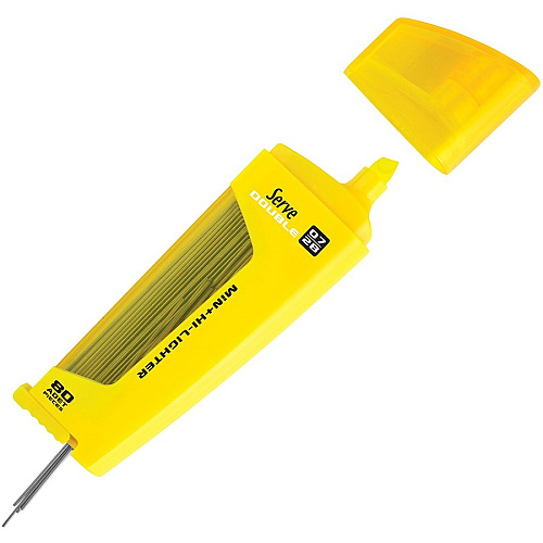 Serve Double Leads & Highlighter 0.7 mm Lead Size - Yellow Ink - Black Lead - 1 Each (FMS0710)